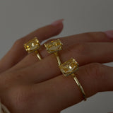 Soleil Radiant Cut Yellow CZ Ring