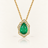 Solid Gold Pear Emerald Necklace