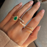 Solid Gold Pear Emerald Ring
