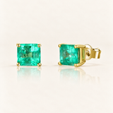 Solid Gold Emerald Studs