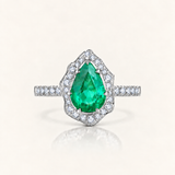 Solid Gold Pear Emerald Ring