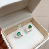 Solid Gold Emerald Studs