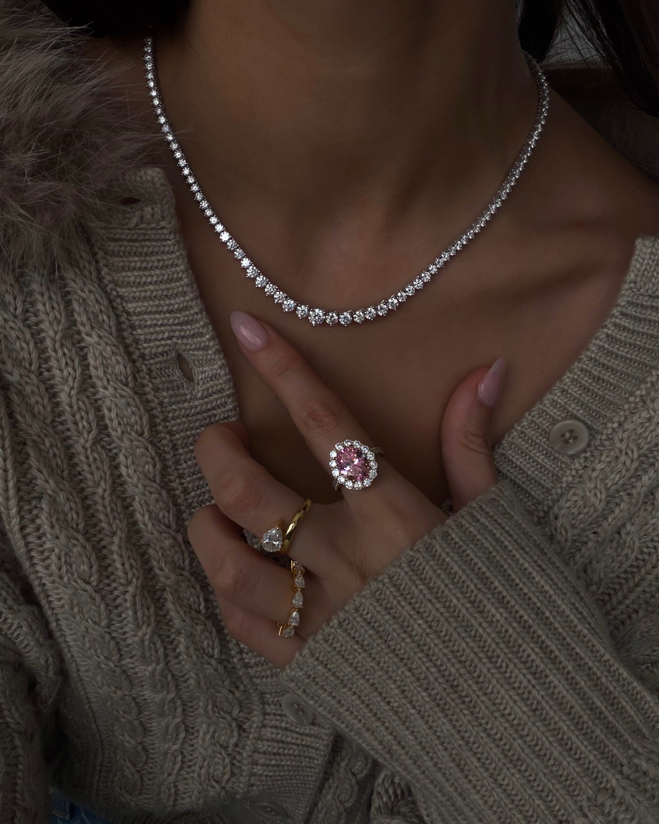 Moissanite Graduated Tennis Necklace