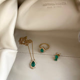 Solid Gold Pear Emerald Ring