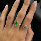 Solid Gold Pear Emerald Ring