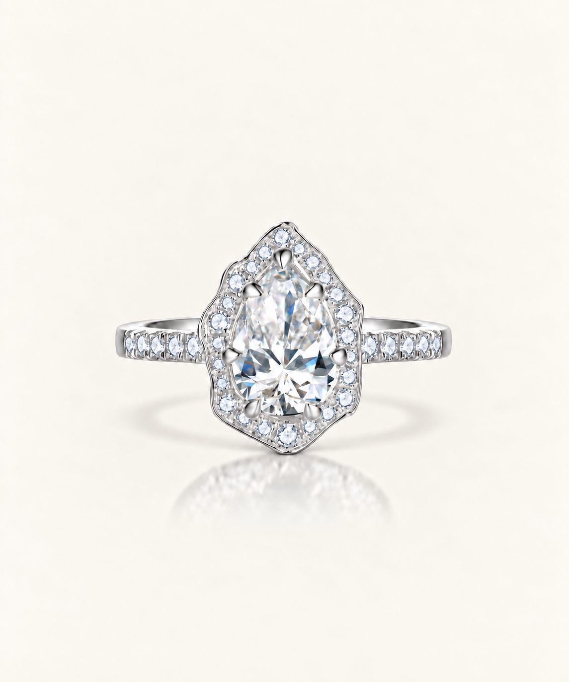 Solid Gold Pear Moissanite Ring
