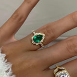 Solid Gold Pear Emerald Ring